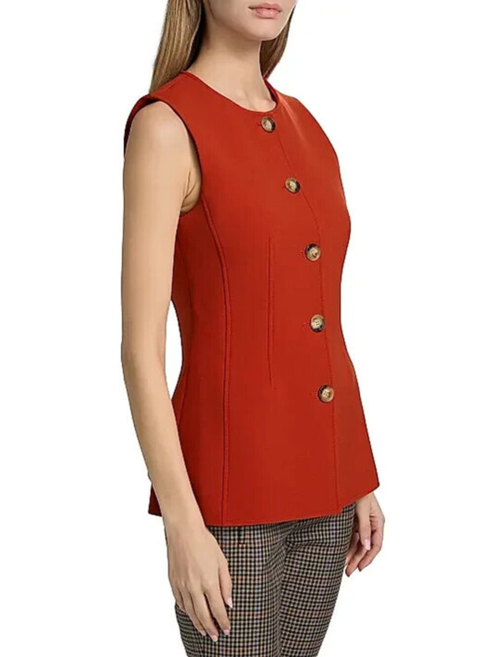 NEW, Veronica Beard Jessup Tailored Vest in Carnelian Red sz 8 #SJ2548 - Picture 3 of 10